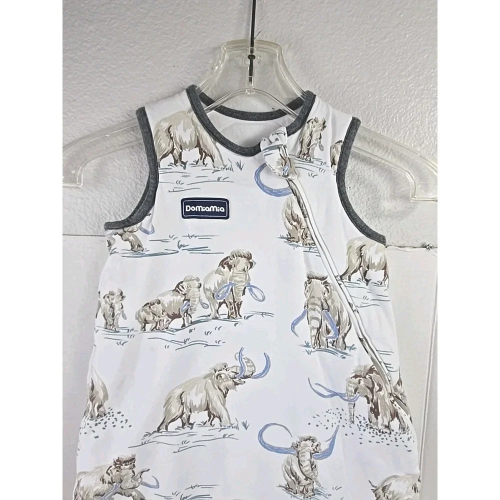 DoMiaMia Baby Sleepsack Wooly Mammoth Print White Sz L 18-24 Mo 100% Cotton READ